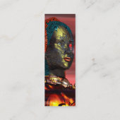 ARES CYBORG PORTRAIT Rote Gelbe Science Fiction Mini Visitenkarte (Rückseite)