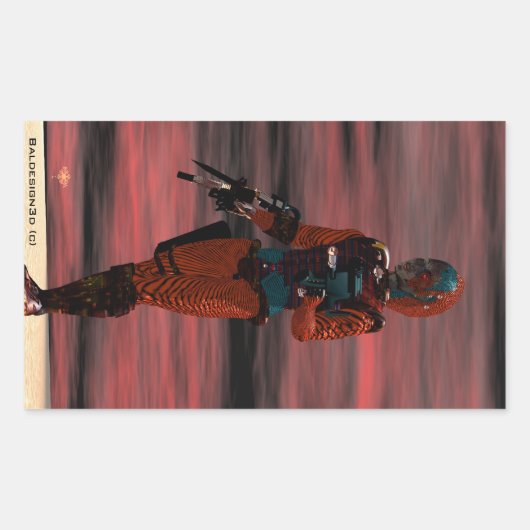 ARES CYBORG Red Sunset Science Fiction, Sci-Fi Rechteckiger Aufkleber (Vorderseite)