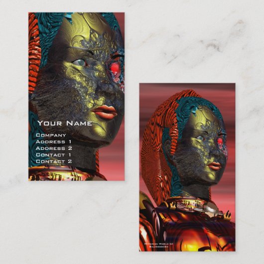 ARES CYBORG Rote Gelbe Science Fiction Visitenkarte (Vorne/Hinten)