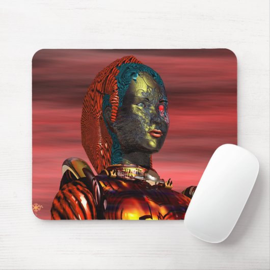 ARES - CYBORGPORTRAIT IN SONNENSET-Science Fiction Mousepad (Mit Mouse)