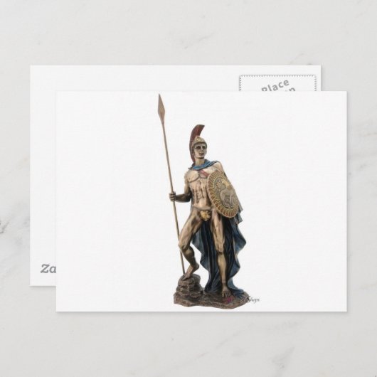 ARES GREEK WARRIOR GOD STATUE POSTKARTE (Vorne/Hinten)