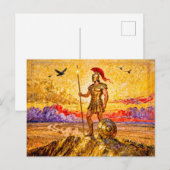 Ares in Armor Standing on Mountain with Spear Postkarte (Vorne/Hinten)