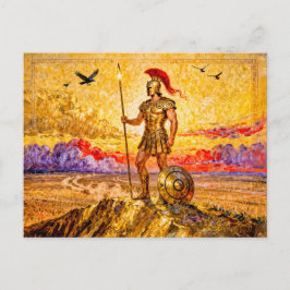 Ares in Armor Standing on Mountain with Spear Postkarte
