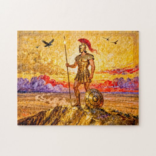 Ares in Armor Standing on Mountain with Spear Puzzle (Horizontal)