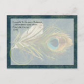 Arful Detail Peacock Feather Save the Date Ankündigungspostkarte (Rückseite)