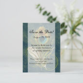 Arful Detail Peacock Feather Save the Date Ankündigungspostkarte (Stehend Vorderseite)