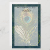 Arful Detail Peacock Feather Stationery Briefpapier (Vorne/Hinten)