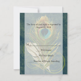 Arful Detail Peacock Feather Wedding RSVP Karte