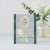 Arful Detail Peacock Feather Wedding RSVP Karte (Stehend Vorderseite)