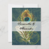 Arful Detail Peacock Feather Wedding RSVP Karte (Rückseite)