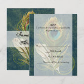 Arful Detail Peacock Feather Wedding RSVP Karte (Vorne/Hinten)