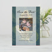 Arful Detail Peacock Wedding 12x18 Save the Date (Stehend Vorderseite)