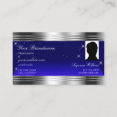 Arful Night Sky Blue Silver Border Logo und Foto Visitenkarte (Rückseite)