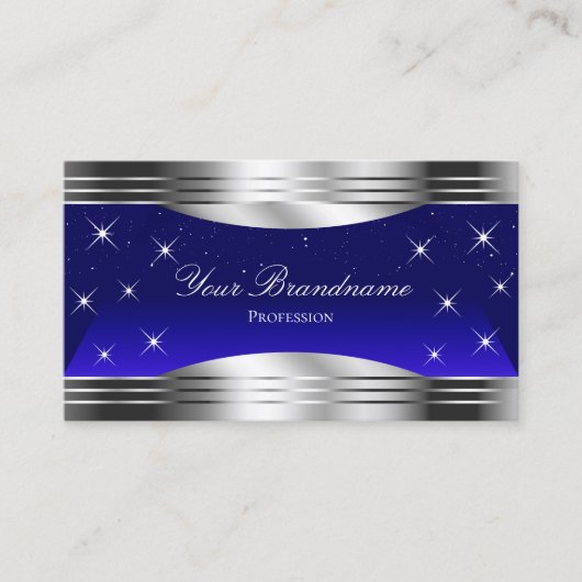 Arful Night Sky Blue Silver Borders with Logo Visitenkarte (Vorderseite)