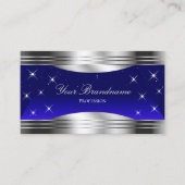Arful Night Sky Blue Silver Borders with QR Code Visitenkarte (Vorderseite)