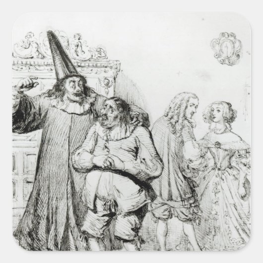 Argan und Monsieur Purgon Quadratischer Aufkleber (Vorderseite)