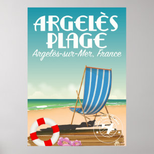 Argelès Strand, Argelès-sur-Mer, Frankreich Poster