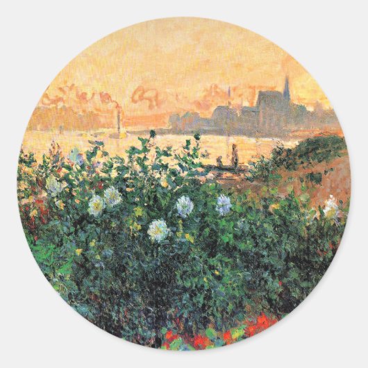 Argenteuil, Blumen am Flussufer, Runder Aufkleber (Vorderseite)
