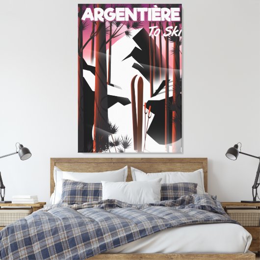 Argentière, Frankreich, Skiposter Leinwanddruck (Insitu (Schlafzimmer))