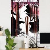 Argentière, Frankreich, Skiposter Poster (Heimbüro)