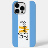 Argentina Blue & White Strip Individuelle Name Mon Case-Mate iPhone Hülle (Rückseite)