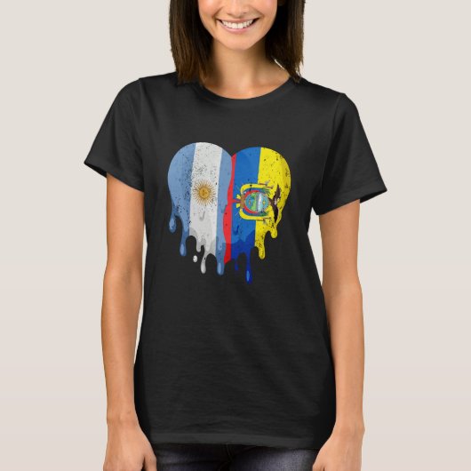 Argentina Ecuador Flag Heart Citizen Grown Patriot T-Shirt (Vorderseite)