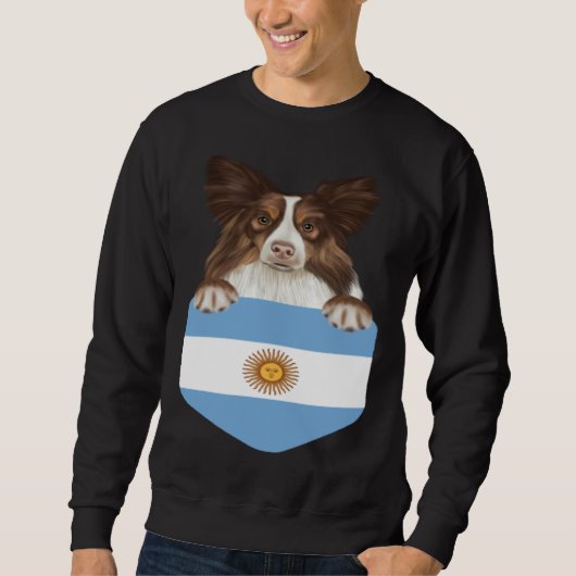 Argentina Flag Collie Dog In Pocket Sweatshirt (Vorderseite)