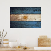 Argentina Flag on Old Wood Grain Poster (Küche)