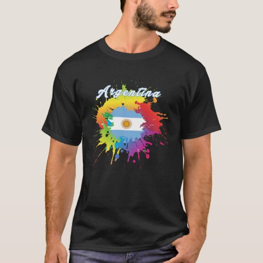 Argentina Flag Pride Gay Colorful Splash Argentini T-Shirt (Vorderseite)