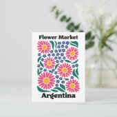 Argentina Flower Market Pink Daisy & Blue Meadow Postkarte (Stehend Vorderseite)