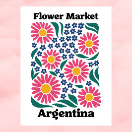 Argentina Flower Market Pink Daisy & Blue Meadow Postkarte
