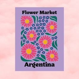 Argentina Flower Market Pink Daisy & Blue Meadow Postkarte