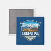 Argentina Illustration Retro Badge Magnet (Vorderseite/Rückseite)