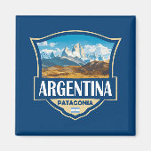 Argentina Illustration Retro Badge Magnet (Vorne)