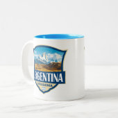 Argentina Illustration Retro Badge Zweifarbige Tasse (Vorderseite Links)