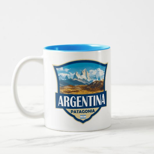 Argentina Illustration Retro Badge Zweifarbige Tasse (Links)