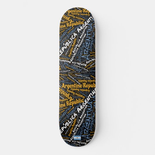 Argentina National Pride Wordcloud Skateboard (Vorderseite)