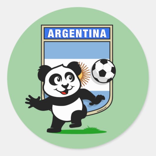 Argentina Soccer Panda Runder Aufkleber (Vorderseite)