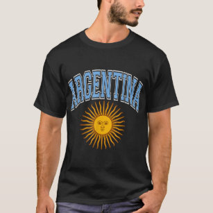 Argentina Varsity Style Sun of May Light Blue Text T-Shirt
