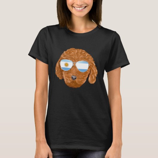 Argentinian Flag Brown Poodle Dog Argentina Pocket T-Shirt (Vorderseite)