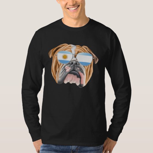 Argentinian Flag Bulldog Dog Argentina Pocket T-Shirt (Vorderseite)