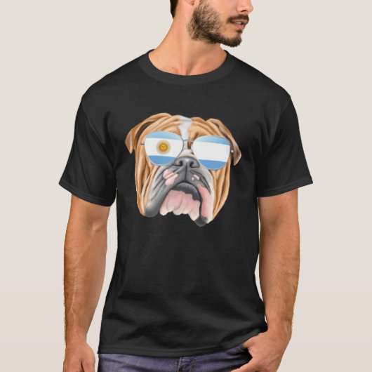 Argentinian Flag Bulldog Dog Argentina Pocket T-Shirt (Vorderseite)