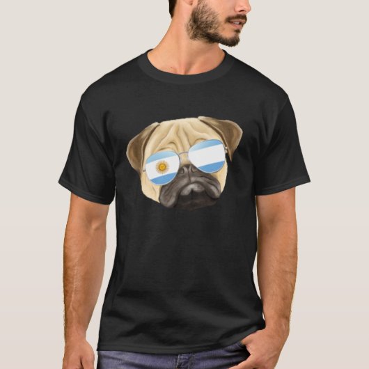 Argentinian Flag Pug Dog Argentina Pocket T-Shirt (Vorderseite)