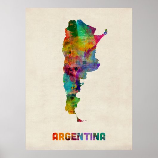 Argentinien Aquarellkarte Poster (Vorne)