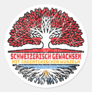 argentinien Argentinisch Schweizer Schweiz Baum Runder Aufkleber