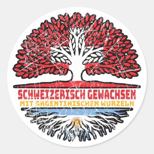 argentinien Argentinisch Schweizer Schweiz Baum Runder Aufkleber (Vorderseite)