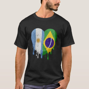 Argentinien Brasilien Flagge Herz Bürger Erwachsen T-Shirt