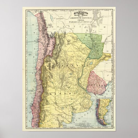 Argentinien, Chile, Paraguay, Uruguay Poster (Vorne)