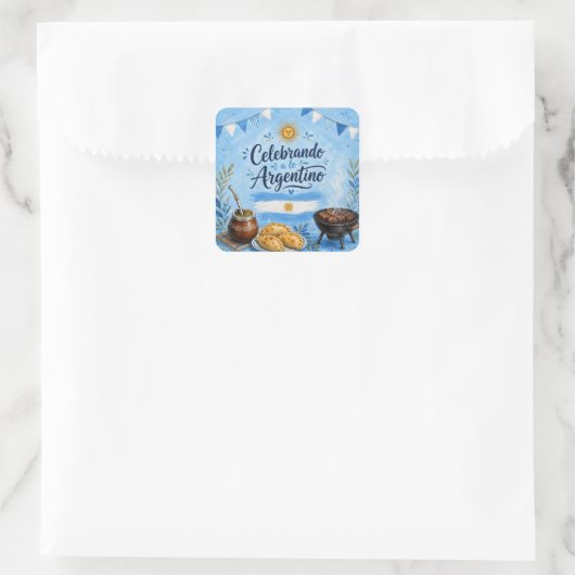 Argentinien feiern Party Quadratischer Aufkleber (Tasche)