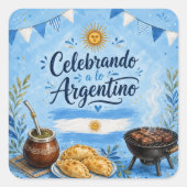 Argentinien feiern Party Quadratischer Aufkleber (Vorderseite)